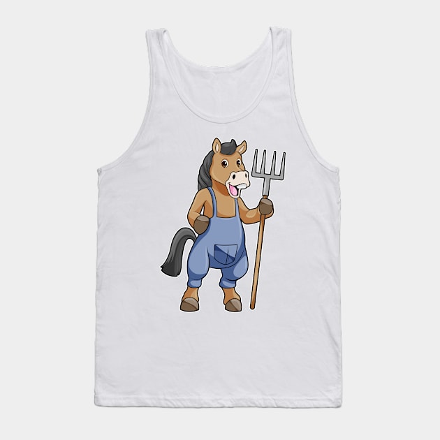 Horse as Farmer with Rake Tank Top by Markus Schnabel